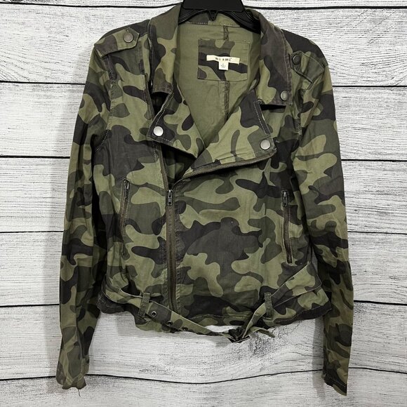 Miami Camouflage Moto Jacket With Zipper Pockets & Belt, Size Small - Picture 1 of 4